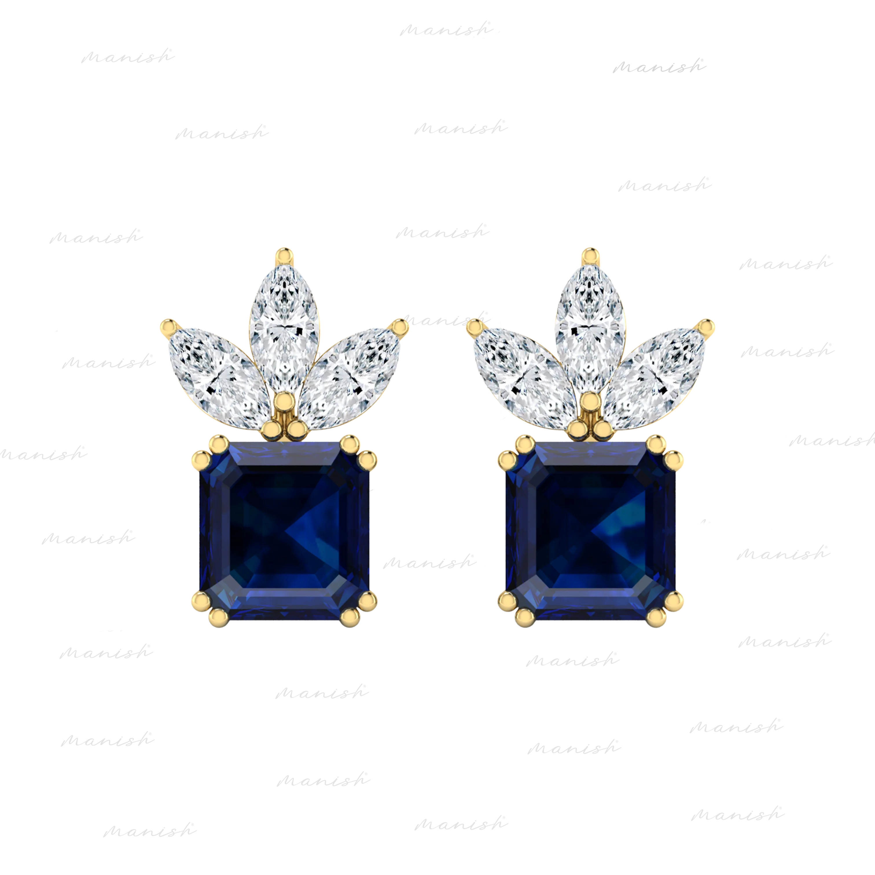 Eda Diamond and Blue Sapphire Earrings